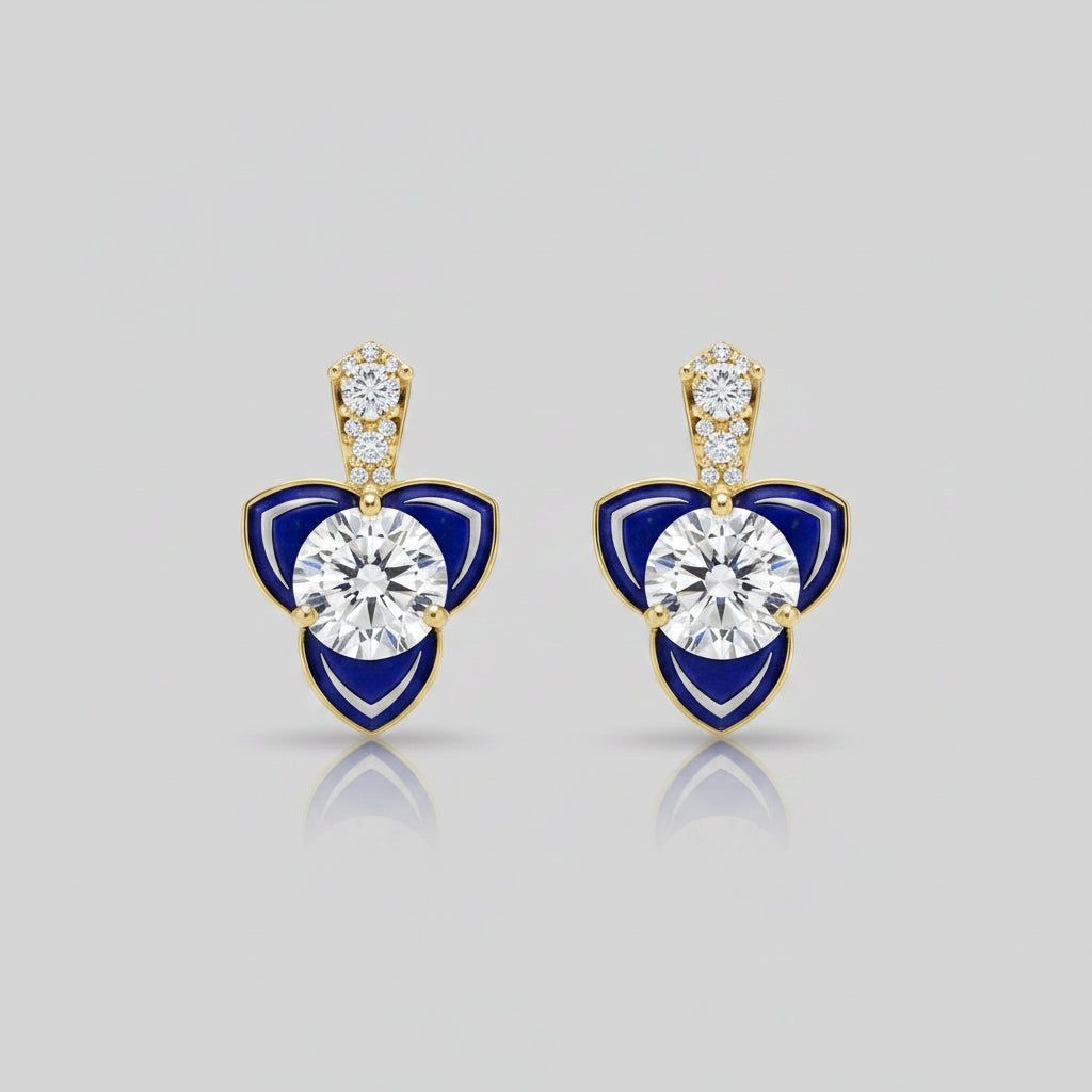Lapis Diamond Earring