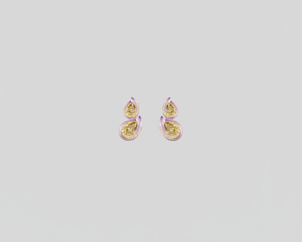 Yellow Sapphire & Pink Tourmaline Tear Drop Earring