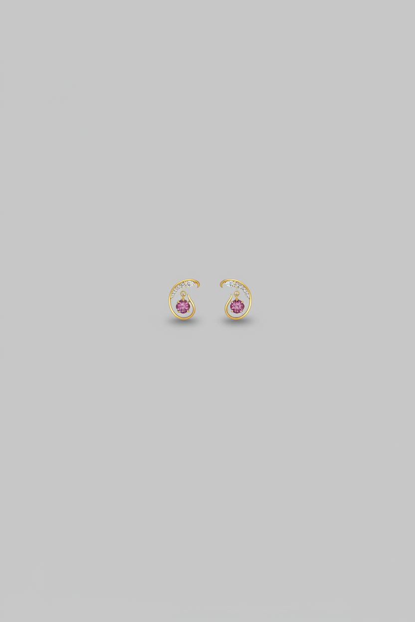 Parrot Shaped Pink Tourmaline Earring