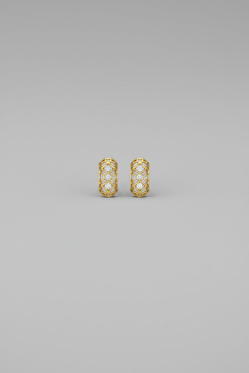 Rectangular Rounded Edge Diamond earring