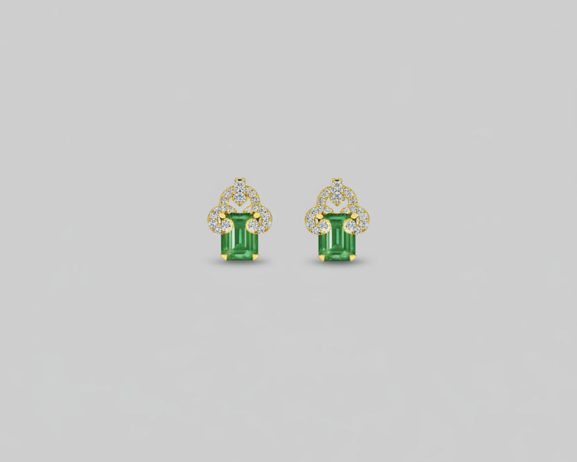 Emerald Jade cut Earring