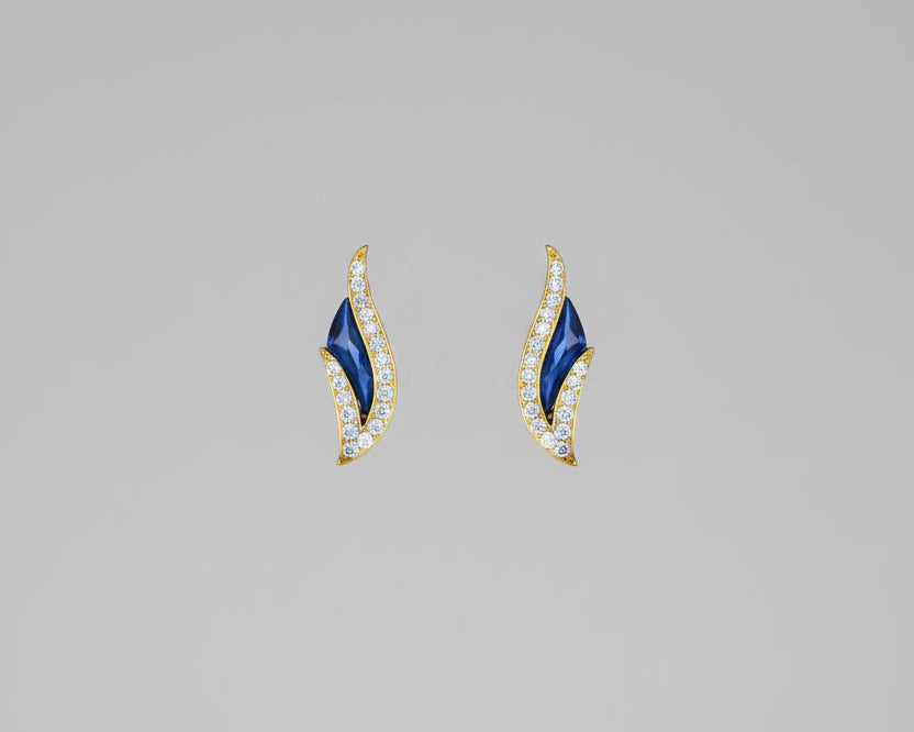 Lapis Diamond Earring