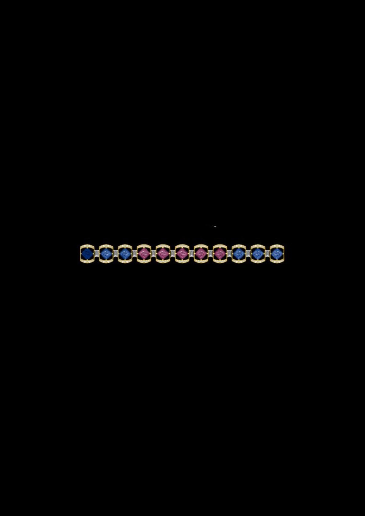 Blue & Pink Tourmaline Bracelet with Diamonds