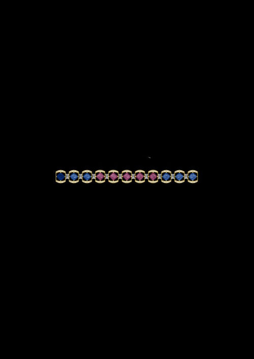 Blue & Pink Tourmaline Bracelet with Diamonds