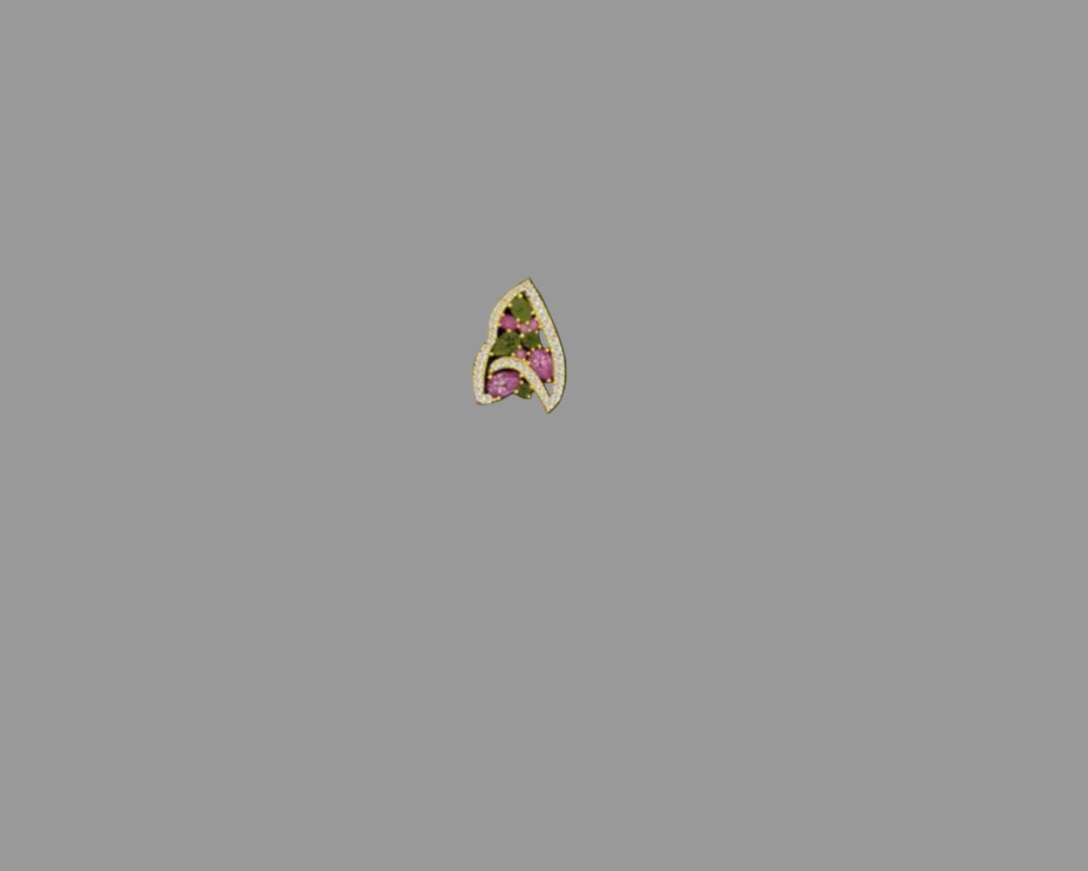 Crown Shaped Tourmaline & Diamond Fingerring