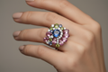 Floral Cluster Ring on Woman's Finger