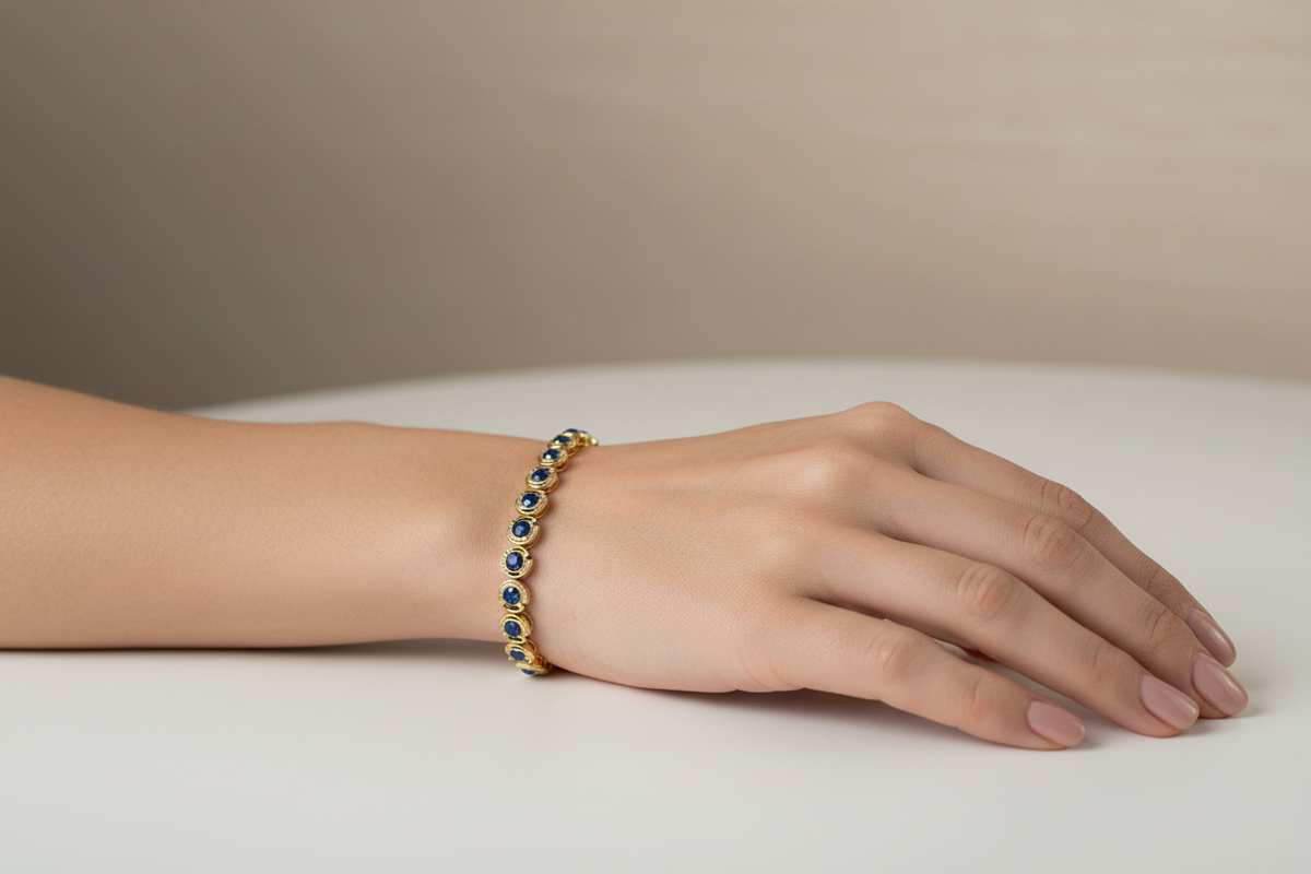 Sapphire Bracelet on Woman's Hand