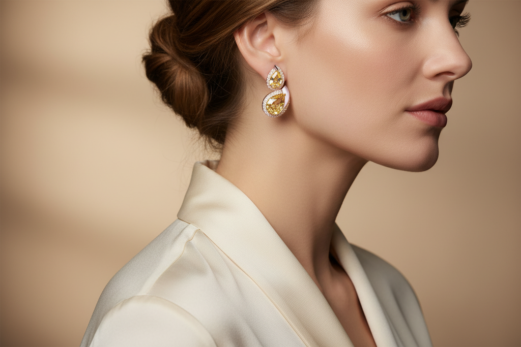 Yellow Sapphire Earrings Lifestyle